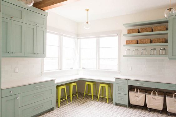 Coastal Blue Laundry Room Design