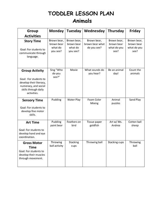 infant toddlers lesson plan