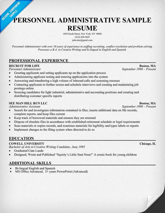 Personnel Administrative Assistant Resume - Free To Use - administrative professional resume Personnel Administrative Assistant Resume - Free To Use - administrative professional resume