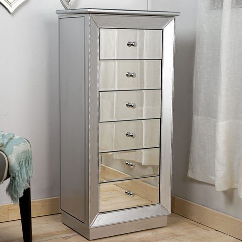 Silver Mirrored Jewelry Armoire Standing Mirror Silver Mirrored Jewelry Armoire, Jewlery Armoire Mirror