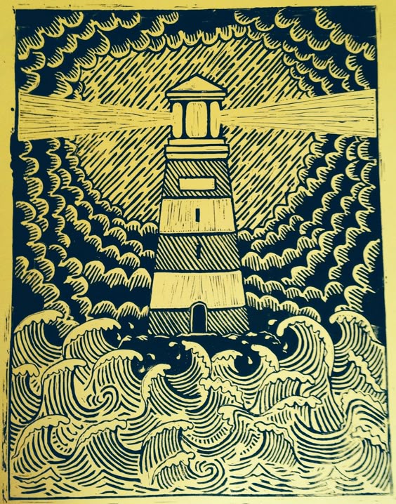 restless lino print lino cut lighthouse nautical images restless