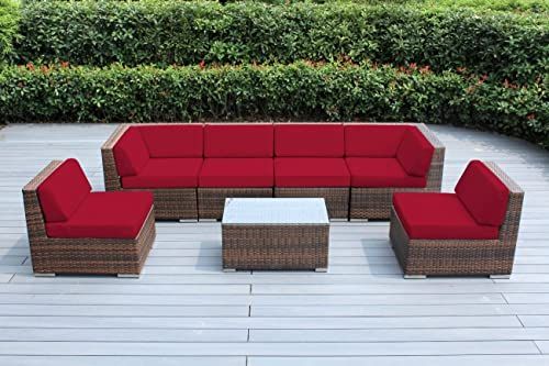 1759 Amazon Com Genuine Ohana Outdoor Patio Sofa Wicker Sectional Furniture 8pc Couch Sectional Patio Furniture Outdoor Wicker Patio Furniture Outdoor Couch