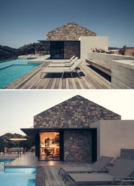 Combining Stone And Black Metal To Create A Contemporary House