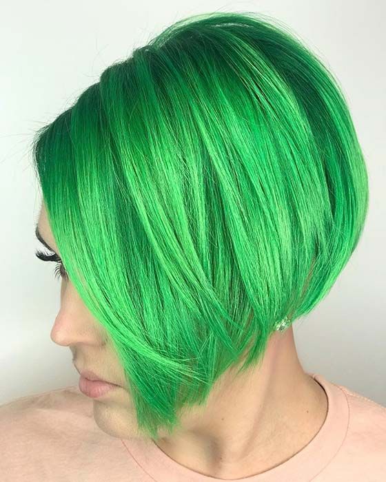 stacked bob with bangs