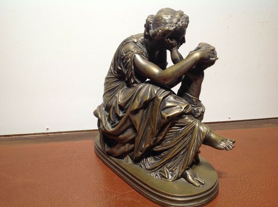 Sehr schöne Bronzeskulptur eines Junge mit seiner Flöte aus Bronze gefertigt