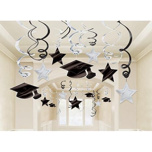 GRADUATION HANGING SWIRLS Party Decorations WHITE Congrats Grad Cap Room Decor GRADUATION HANGING SWIRLS Party Decorations WHITE Congrats Grad Cap Room Decor