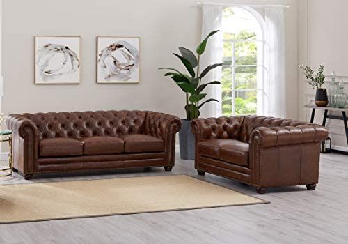Cognac Brown Hydeline Aliso 100/% Full Top Grain Waxy Leather Sofa Couch