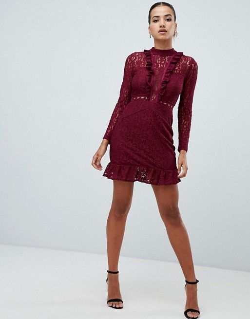 AX Paris | AX Paris long sleeve lace skater dress | Long Ax Paris Long Sleeve Lace Skater D