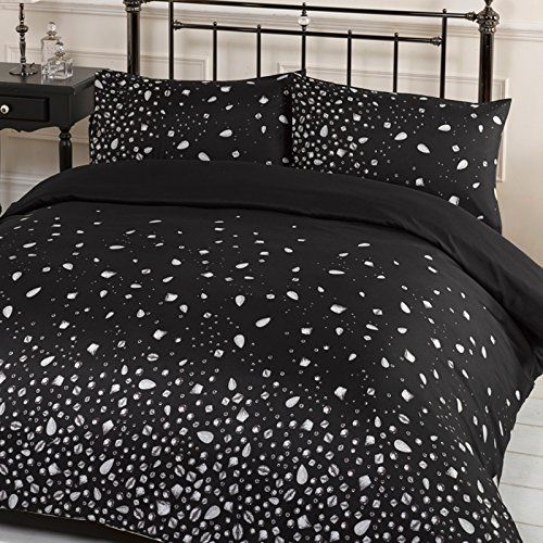 Dreamscene Gorgeous Glitz Diamond Glitz Black Duvet Cover Bedding Set