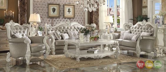 Versailles Button Tufted Vintage Grey Sofa And Loveseat In Faux - barock mobel versailles sofa Versailles Button Tufted Vintage Grey Sofa And Loveseat In Faux - barock mobel versailles sofa