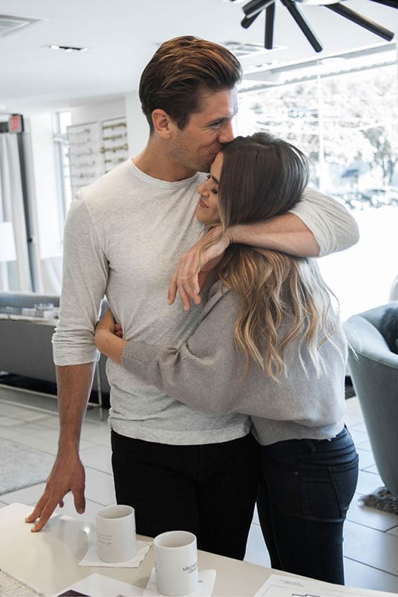 Mitchell Gold + Bob Williams | JoJo and Jordan's First Home: Happiness is furniture shopping with your love. JoJo Fletcher of The Bachelorette and fiance Jordan Rodgers. JoJo said she thinks this was the moment Jordan told her he loves "the furry chair," too. That's our Enzo in Tibetan wool --see it on this Board!
