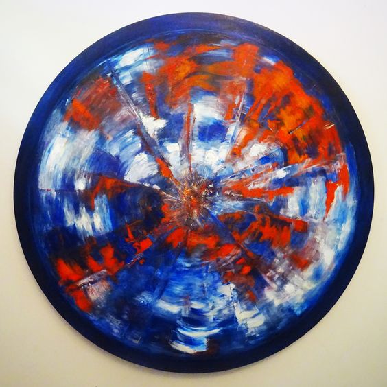 19 L'oeil de Beuf- impresja II akryl,olej na płótnie ø100 cm, 2019