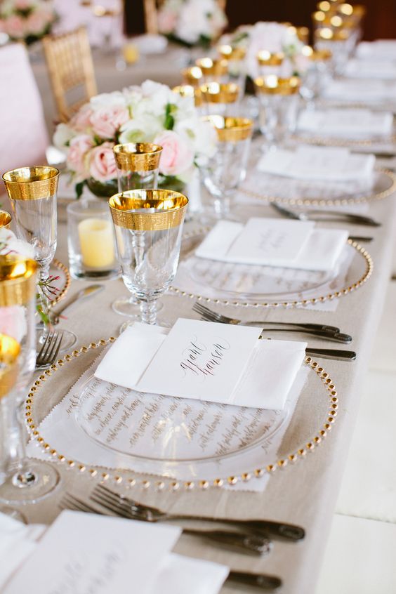 Gold and Ivory wedding centerpieces
