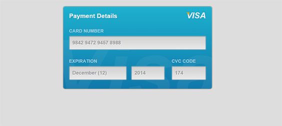 20 Amazing CSS3 \ HTML5 Form Examples - credit card form 20 Amazing CSS3 \ HTML5 Form Examples - credit card form