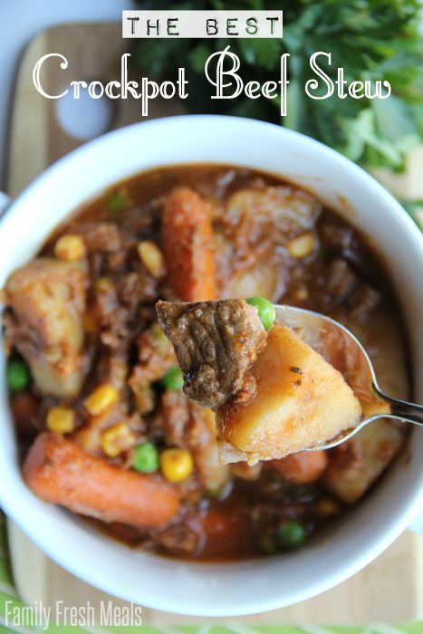 The Best Crockpot Beef Stew -- FamilyFreshMeals *just made this and it's awesome. Added red wine and fresh parsley instead of dried.