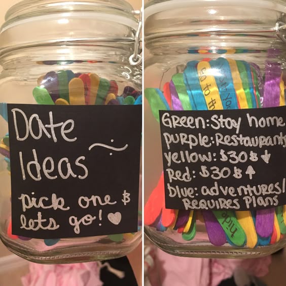 125 colored popsicle sticks-$5. Mason jar-$4. 100 date ideas!