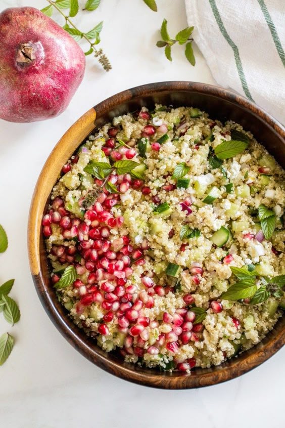 This salad is a gift from god --Quinoa with Pomegranate, Feta & Mint