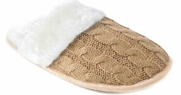 Slumberzzz Ladies Faux Suede Fur Lined Mule Slippers