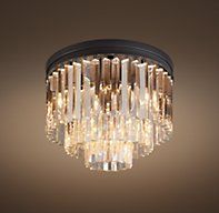 1920s Odeon Clear Glass Fringe 3 Tier Chandelier | Round 1920s Odeon Clear Glass Fringe 3 Tier Chandelier | Round