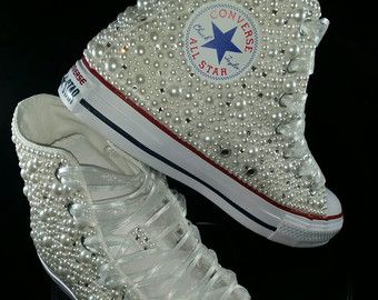 Wedding Converse Bridal Sneakers Bling & Pearls Custom Wedding Converse Bridal Sneakers Bling & Pearls Custom