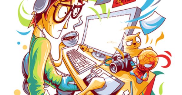 Busy Designer Cartoon Design Illustration Character Design