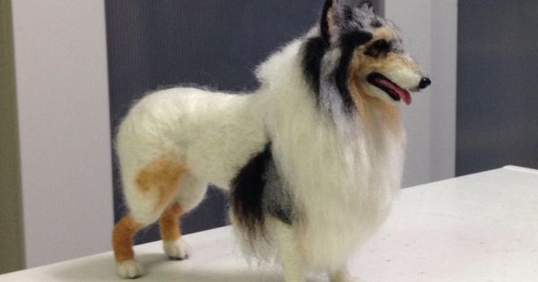 Needle Felted My Rough Collie Dino Made In Progress By My Friend On 20 Nov 13 Needle Felted Dog Felt Dogs Wool Animals