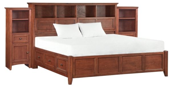 Alder Wood Mckenzie Storage Bed With Bookcase Headboard Side Cabinets Headboards For Beds Wooden King Size Alder Wood Mckenzie Storage Bed With, King Size Headboard Storage Unit