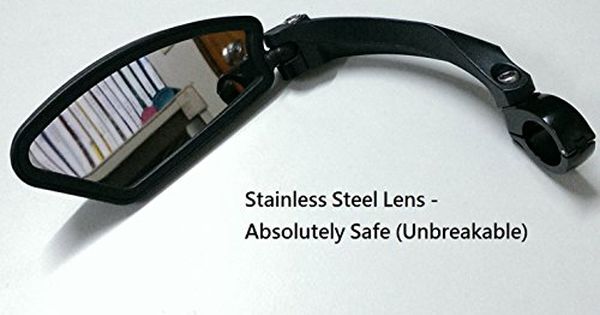 Hafny Handlebar Safe Rearview Side Mirror Adjustable Bike Stainless Steel Black