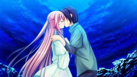 Love Kiss Male Boy Beautiful Short Hair Pretty Anime Man Female Girl Woman Lady White Love Kiss Couple Long Hai Anime Manga Love Anime Scenery