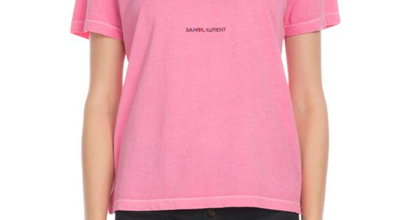 Saint Laurent Printed Cotton-jersey T-shirt In Pink | ModeSens ...