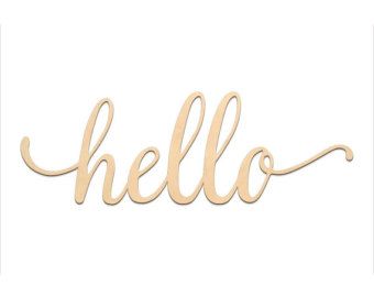Hello Hello Cute Gold Script Wooden Words Personalized Wood Signs Script Words
