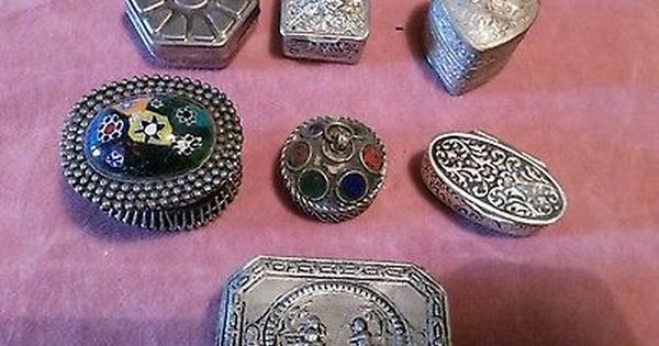 Lotto Scatoline Porta Pillole Box Argento Lavorato Portapillole Argento Pillole