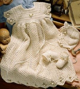 Crochet Pattern Copy ~ Baby Heirloom Open Crescent Newborn Christening Set
