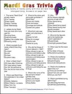 Contemporary Orleans Mardi Gras Bash Video game: printable trivia CG picture about Printable Trivia referred to as Refreshing Orleans Mardi Gras Occasion Match: printable trivia CG