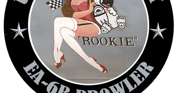 United States Navy EA-6B Prowler Rookie Girl and Dog Sign Ad Old Vintage Round Garage Sign Metal Garage Reproduction 11.75 Inch Sign