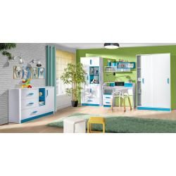Kinderzimmer H x B x T Farbe: Wei/ß//Blau 189 x 90 x 40 cm Dreht/ürenschrank//Kleiderschrank Frank 03
