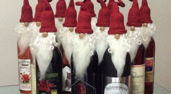 Gnome mini Valentine gnome ornament gift hanger wine bottle hanger made with felted wool from sweaters