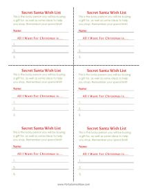 Quite a few places of work and people do a \ graphic regarding Secret Santa Wish List Printable named A great number of places of work and family members do a \