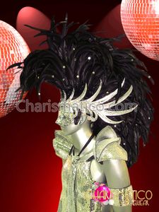 Diva/'s Roman Helmet styled Silver glitter mirror covered Mohawk Headdress