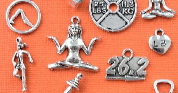 Fitness Deluxe Charm Collection Antique Silver Tone 12 Different Charms COL304 Fitness Deluxe Charm Collection Antique Silver Tone 12 Different Charms COL304