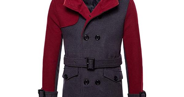 WSLCN Mens Overcoat Jackets Mid-Long Double-Breasted Coat Blazer Costume Reefer Overcoat