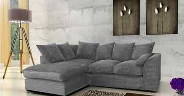 Porto Jumbo Cord Corner Sofa Settee Full Chenille Cord Fabric In Grey Jumbo Cord Grey Right Corner Sofa Living Room Decor Sectional Couch