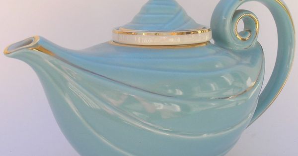 SALE Vtg Hall Aladdin Teapot Yellow Standard Gold trim 6 Cup WInfuser