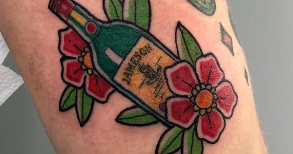 Jameson Whiskey Bottle Tattoo Tattoo Ideas And Inspiration Bottle Tattoo Irish Tattoos Beer Tattoos