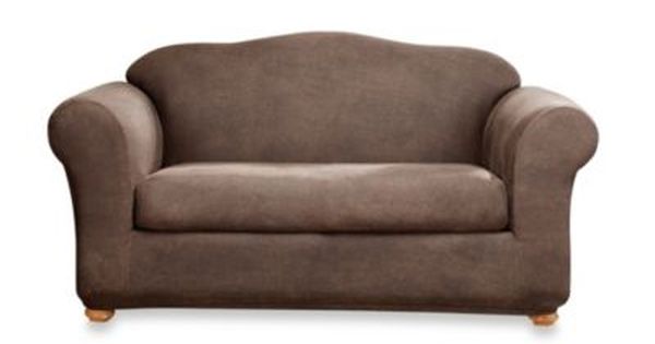 Sure Fit Reg 2 Piece Stretch Leather Furniture Slipcovers In Brown Bedbathandbeyond Com Slipcovered Sofa Cushions On Sofa Furniture Slipcovers, Sure Fit Stretch Leather Two Piece Sofa Slipcover