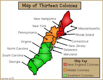 New England Middle And Southern Colonies Map 13 Colonies | Thirteen Colonies | Easel Activity Distance Learning |  Thirteen Colonies, Middle Colonies, Reading Graphic Organizers