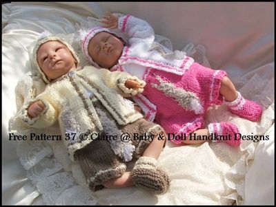 BABYDOLL HANDKNIT DESIGNS KNITTING PATTERN B7 CHEVRON COAT SET 7-12/" DOLL