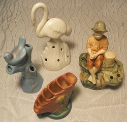 Figural Flower Frogs Not Only For Arrainging Your Flowers They Are Great For Holding Pens And Pencils Flower Frog Flower Holder Vintage Pottery