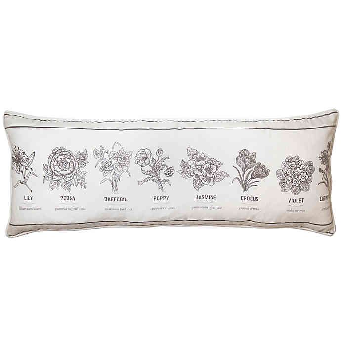 Bee Willow Home Flower Types Oblong Throw Pillow In Ivory Bed Bath Beyond Oblong Throw Pillow Bed Bath And Beyond Throw Pillows