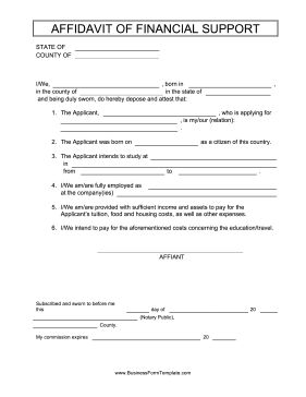 AFFADAVIT OF FINANCIAL STATEMENT Students who want to study or travel with costly programs can have their parents sign this free, printable affidavit of financial support. Free to download and print